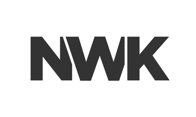 NWK logo design template with strong and modern bold text. Initial based vector logotype featuring simple and minimal typography. Trendy company identity.