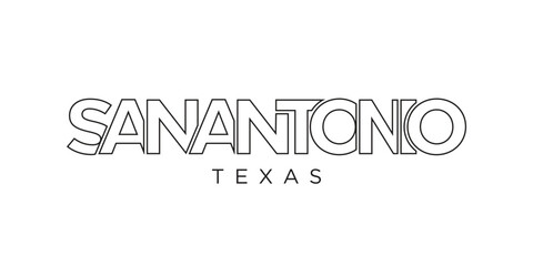 San Antonio, Texas, USA typography slogan design. America logo with graphic city lettering for print and web.