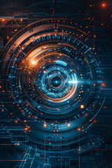 Obraz premium Vibrant background image for AI technology with sharp focus on futuristic elements.