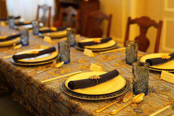 Table setting with multiple seats.