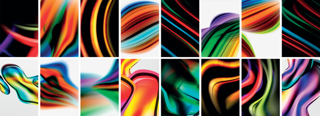Collection of abstract background with waves, colorful shapes and 3d shadow effect. Vector Illustration For Wallpaper, Banner, Background, Card, Book Illustration, landing page