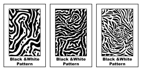 Set of 3 Abstract black and white pattern. For use in graphics. Minimalist illustration for printing on wall decorations
