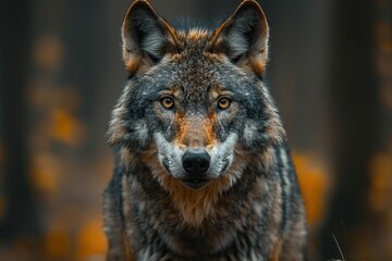Obraz premium Close-up front view of a wolf