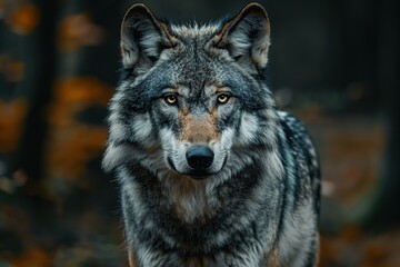 Fototapeta premium Close-up front view of a wolf