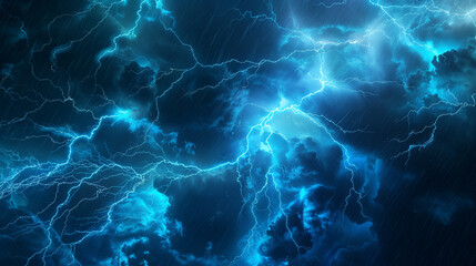 Fototapeta premium Dramatic lightning storm illuminating dark clouds in the night sky