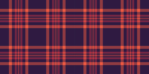 Empty seamless check textile, rug background plaid pattern. American vector texture tartan fabric in red and dark colors.
