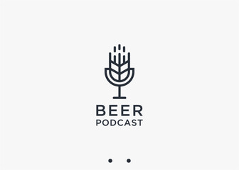 beer podcast logo design vector silhouette illustration