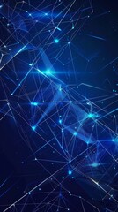 Abstract Blue Geometric Shapes With Glowing Particles Background