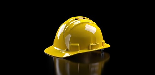 Fototapeta premium A yellow safety helmet with a black background