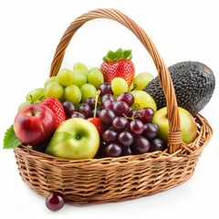 Basket Filled With Various Types of Fruit