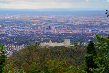 View od the old castle of Medvedgrad with Zagreb town in the background, capital city of Croatia