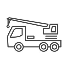 crane truck construction vehicles icon in outline style
