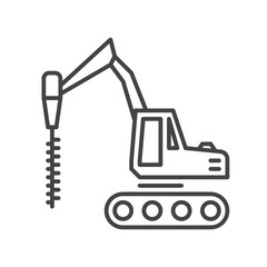 drilling excavator construction vehicles icon in outline style