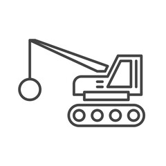demolition crane construction vehicles icon in outline style