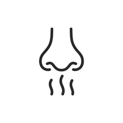 Smell from nose, linear style icon. scent and olfactory sense. Editable stroke width