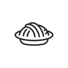 Bowl of noodles, linear style icon. Prepared dish. Editable stroke width
