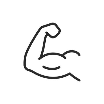 recommend clip art: Muscular arm, linear style icon. physical strength and fitness. Editable stroke width
