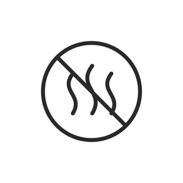 Odor prohibition, linear style icon. no odor and smell control. Editable stroke width
