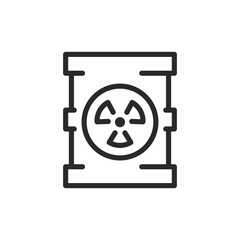 Naklejka premium Barrel of radioactive waste, linear style icon. Editable stroke width