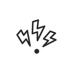 Pain point with lightning bolts, linear style icon. Editable stroke width