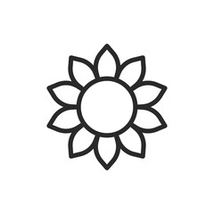 Sunflower, linear style icon. summer and positivity. Editable stroke width