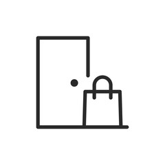 Package at doorstep, linear style icon. home delivery and online shopping. Editable stroke width