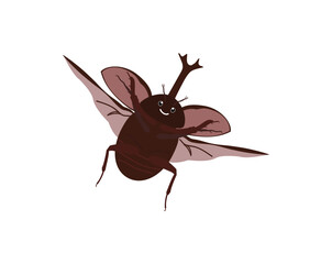 飛んでいるカブトムシのかわいいイラスト