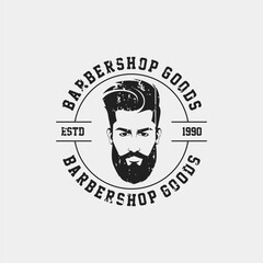 Rustic vintage barber shop logo vector eps 10