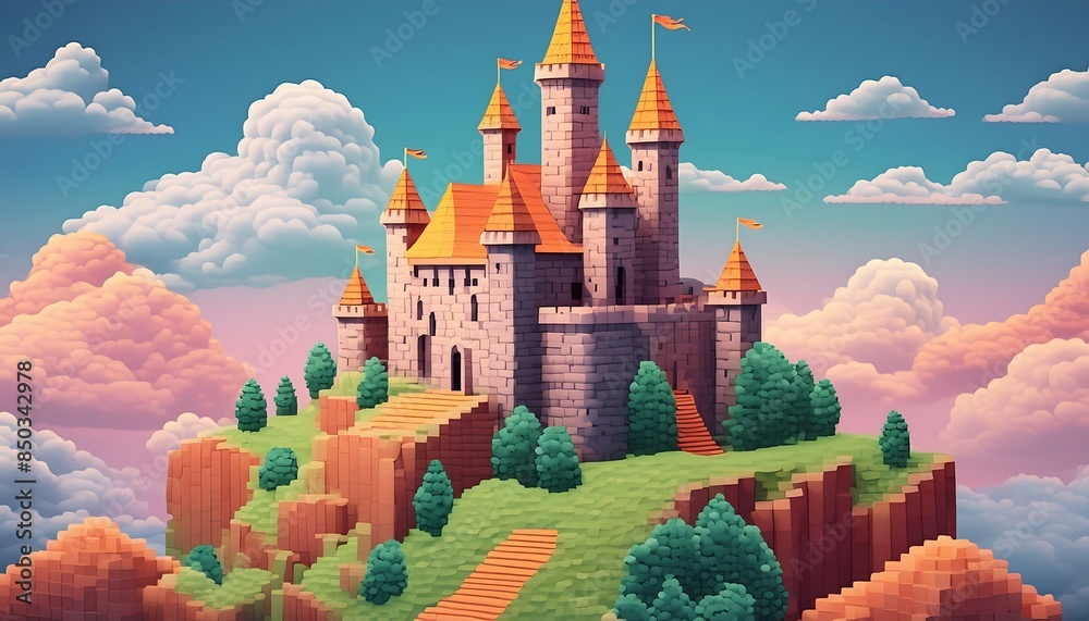 Wall mural fantasy castle in wonderland