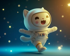 Fototapeta premium Cartoon character in spacesuit. Space and universe. 3d illustration on background. 