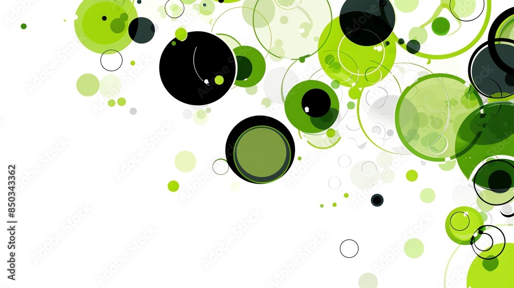 Wall mural Modern website background with circle accents in green and black - Wall murals