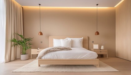 modern interior design of bedroom with bed