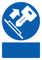 ISO mandatory safety signs pull key your custom message here portrait size a4/a3/a2/a1