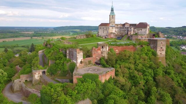 Panoramic aerial view of Gussing Castle in Burgenland, Austria