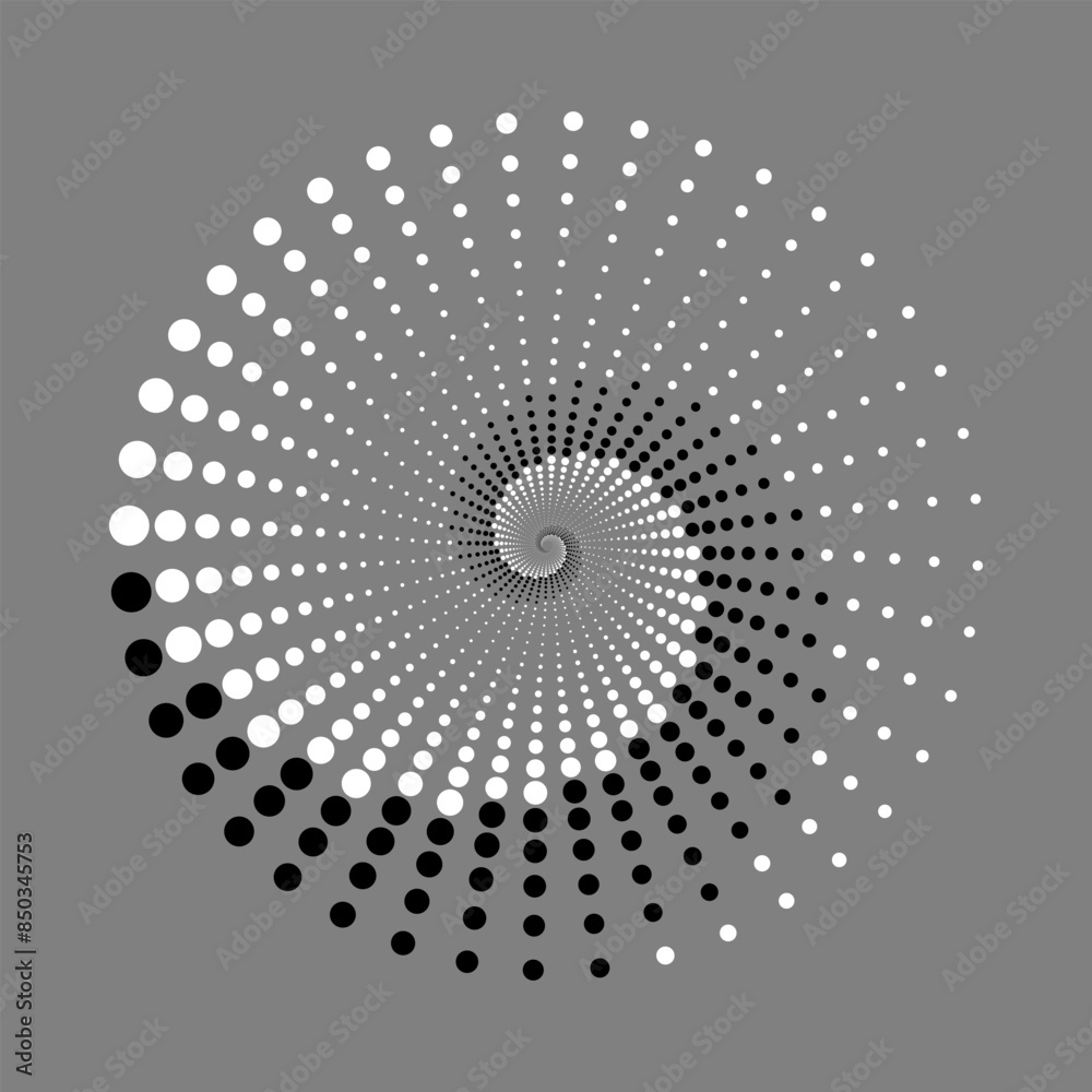 Poster abstract circle dotted vector background. halftone effect. spiral dotted background or icon. yin and