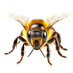 Cute Smile of Small Bee isolated on a transparent background, png file, cut off bg, alpha canal