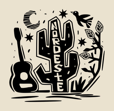 Northeast brazilian cordel. Woodcut illustration
