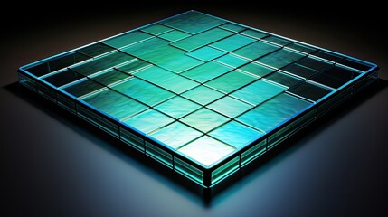 Reflective glass tiles creating luminous effect