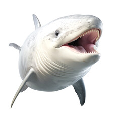 Fototapeta premium Small Baleen Whale Cute Smile isolated on a transparent background, png file, cut off bg, alpha canal