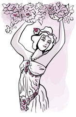 woman portrait art nouveau style