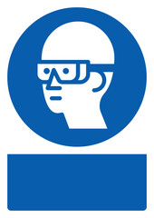 ISO mandatory safety signs wear safety goggles your custom message here portrait size a4/a3/a2/a1