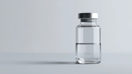 Transparent medical bottle on white background without labels showcasing clinical research for new vaccines and diseases in scientific medicine