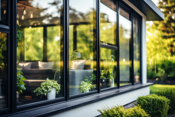 Fototapeta premium Energy-Efficient Windows in a Modern Home. Shallow depth of feld