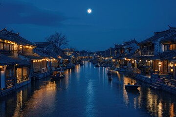 Ancient towns in China, at night