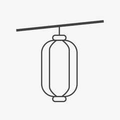 Japanese lantern at Obon festival line icon.  Vector illustration