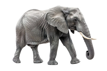 Obraz premium view from side of elephant isolated on white background, transparent background