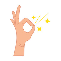 Okay Hand Gesture Vector Illustration - Accepting, Approving, Agreeing Sign. Hand making the ok and approval gesture. Positive signal of satisfaction.