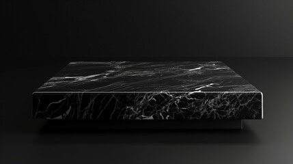 black pedestal with a marble on a dark background 