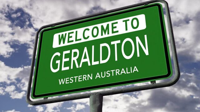 Geraldton, Western Australia, City Road Sign, Realistic 3D Animation
