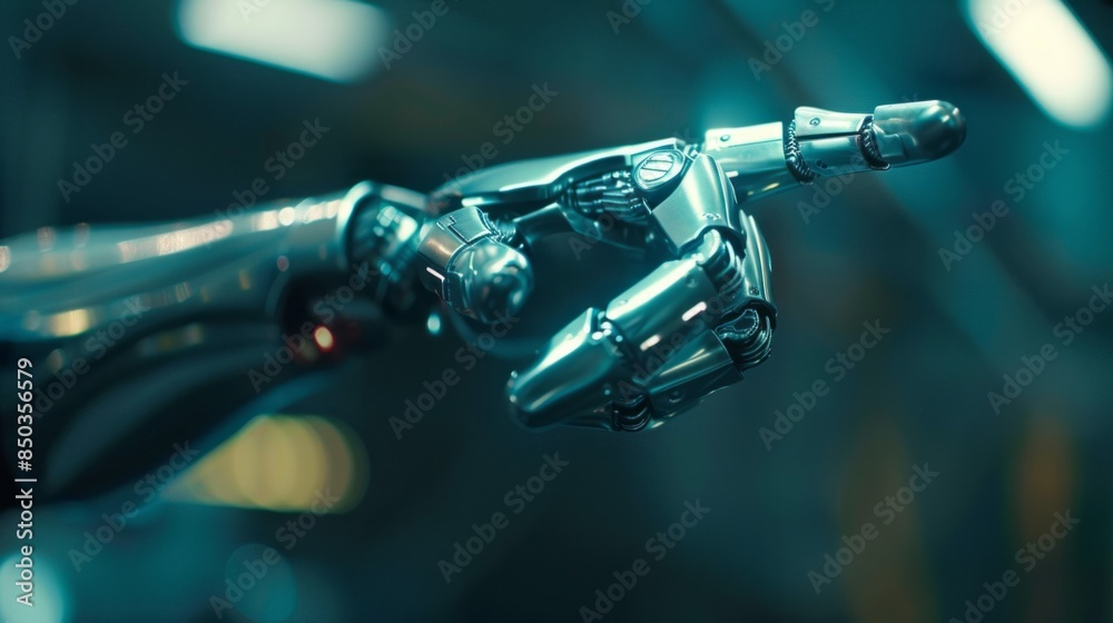 Poster a robot hand pointing to something